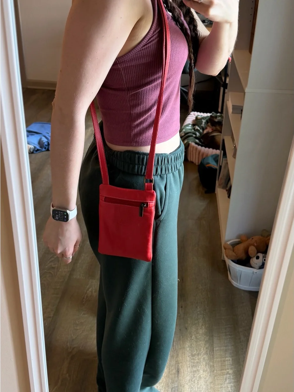 Genuine Leather Gaia Bellagio Red Crossbody Bag